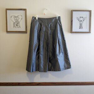 Worthington Shiny Gray Pleated Midi Skirt Size 6